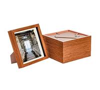 Nicola Spring 5 Piece 8 x 8 3D Shadow Box Photo Frame Set - Craft Display Picture Frame with 6 x 6 Mount - Glass Aperture - Dark Wood/Ivory