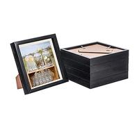 Nicola Spring 5 Piece 8 x 8 3D Shadow Box Photo Frame Set - Craft Display Picture Frame with 6 x 6 Mount - Glass Aperture - Black/Ivory