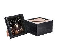 Nicola Spring 5 Piece 8 x 8 3D Shadow Box Photo Frame Set - Craft Display Picture Frame with 6 x 6 Mount - Glass Aperture - Black/Black