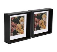 Nicola Spring 5 Piece 8 x 8 3D Shadow Deep Box Photo Frame Set - Craft Display Picture Frame with 6 x 6 Mount - Black