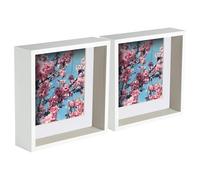 Nicola Spring 5 Piece 8 x 8 3D Shadow Deep Box Photo Frame Set - Craft Display Picture Frame with 6 x 6 Mount - White
