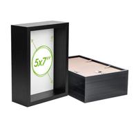 Nicola Spring 5 X 7" Deep Photo Frames - Black - 3D Deep Box Picture Frame Portrait Display Case (20 X 15Cm) - Set Of 5