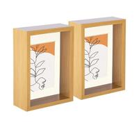 Nicola Spring 5 X 7" Deep Photo Frames - Light Wood/ivory Mount - 3D Deep Box Picture Frame Display Case (20 X 15Cm) X5