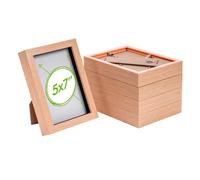 Nicola Spring 5 X 7" Photo Frames - Light Wood - 3D Photo Frame Picture Frame Box Portrait Display Case (20 X 15Cm) Set Of 5