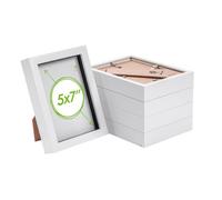 Nicola Spring 5 X 7" Photo Frames - White - 3D Photo Frame Picture Frame Box Portrait Display Case (20 X 15Cm) Set Of 5