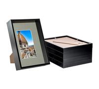 Nicola Spring 5x Black A4 (8" x 12") 3D Deep Box Frames with Grey A5 Mount - Glass Shadow Photo Picture Flower Craft Memory Art Wall Display