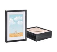 Nicola Spring 5x Black A4 (8" x 12") Photo Frames with White A5 Mount - Glass Aperture Home Picture Wall Hanging Landscape Portrait Display
