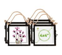 Nicola Spring 5X Hanging Metal Photo Frames - 4" X 4" - Black - Picture Frame Wall Mounted Frame With Rope