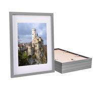 Nicola Spring 5X Photo Frames With White A4 Mount - A3 (12" X 17") Grey Portrait Hanging Wall Mounted Picture Display Frame