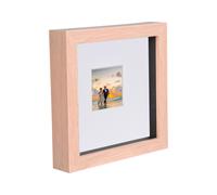 Nicola Spring 6" x 6" 3D Box Photo Frame - 2" x 2" Mount - Light Brown in White Nicola Spring White