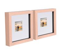 Nicola Spring 6" x 6" 3D Box Photo Frames - 2" x 2" Mount - Light Brown - Pack of 2 in White Nicola Spring White