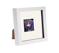 Nicola Spring 6 x 6 3D Shadow Box Photo Frame - Craft Display Picture Frame with 2 x 2 Mount - Glass Aperture - White/Ivory