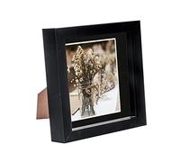Nicola Spring 6 x 6 3D Shadow Box Photo Frame - Craft Display Picture Frame with 4 x 4 Mount - Glass Aperture - Black/Black