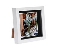 Nicola Spring 6 x 6 3D Shadow Box Photo Frame - Craft Display Picture Frame with 4 x 4 Mount - Glass Aperture - White/Black