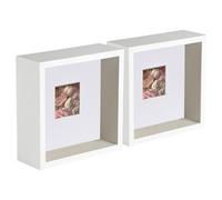 Nicola Spring 6 X 6" Deep Photo Frames - White/white Mount - 3D Deep Box Picture Frame Display Case (2 X 2" Mount) X5
