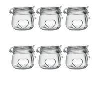 Nicola Spring 6X Glass Storage Jars - 500Ml Airtight Clip Lid Kitchen Vintage Round Preserving Container Heart Shaped Design