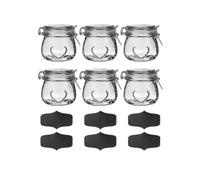 Nicola Spring 6X Glass Storage Jars & Labels Set - 500Ml Airtight Clip Lid Kitchen Round Preserving Container Heart Shaped Design