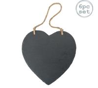 Nicola Spring 6X Hanging Notice Boards - 24.5 X 24.5Cm Heart Shaped Wall Hanging Board Home Office Kitchen Chalkboard