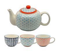 Hand-Printed Teapot Cups & Saucers Set - 7 Piece Nicola Spring Multi One Size