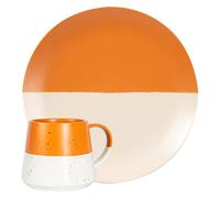 Nicola Spring 8 Piece Ceramic Dipped Flecked Plates & Coffee Mugs Set - Dusty Pink in Orange Nicola Spring Orange