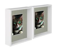 Nicola Spring 8" x 10" 3D Deep Box Photo Frames - 4" x 6" Mount - White - Pack of 2 in Grey Nicola Spring Grey