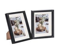 Nicola Spring 8" x 10" Black 3D Box Photo Frames - 5" x 7" Mount - Ivory - Pack of 2
