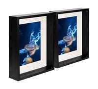 Nicola Spring 8 X 10" Deep Photo Frames - Black/ivory Mount - 3D Deep Box Picture Frame Display Case (5 X 7" Mount) X5