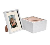 Nicola Spring 8" x 10" White 3D Box Photo Frames - 4" x 6" Mount - Ivory - Pack of 5