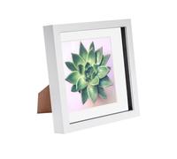 Nicola Spring 8 x 8 3D Shadow Box Photo Frame - Craft Display Picture Frame with 6 x 6 Mount - Glass Aperture - White/White