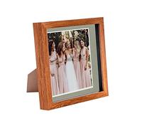 Nicola Spring 8 x 8 3D Shadow Box Photo Frame - Craft Display Picture Frame with 6 x 6 Mount - Glass Aperture - Dark Wood/Grey