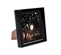 Nicola Spring 8 x 8 3D Shadow Box Photo Frame - Craft Display Picture Frame with 6 x 6 Mount - Glass Aperture - Black/Black
