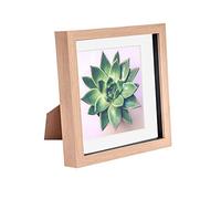 Nicola Spring 8 x 8 3D Shadow Box Photo Frame - Craft Display Picture Frame with 6 x 6 Mount - Glass Aperture - Light Wood