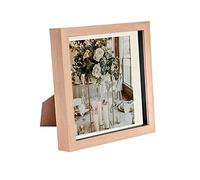 Nicola Spring 8 x 8 3D Shadow Box Photo Frame - Craft Display Picture Frame with 6 x 6 Mount - Glass Aperture - Light Wood/Ivory