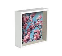 Nicola Spring 8 x 8 3D Shadow Deep Box Photo Frame - Craft Display Picture Frame with 4 x 4 Mount - White
