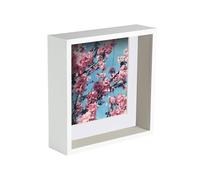 Nicola Spring 8 x 8 3D Shadow Deep Box Photo Frame - Craft Display Picture Frame with 6 x 6 Mount - White