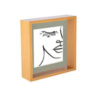 Nicola Spring 8 X 8" Deep Photo Frame - Light Wood/grey Mount - 3D Deep Box Picture Frame Display Case (6 X 6" Mount)