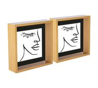 Nicola Spring 8 X 8" Deep Photo Frames - Light Wood/black Mount - 3D Deep Box Picture Frame Display Case (6 X 6" Mount) X2