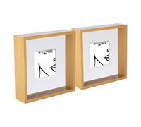 Nicola Spring 8 X 8" Deep Photo Frames - Light Wood/white Mount - 3D Deep Box Picture Frame Display Case (22.5 X 22.5Cm) X5