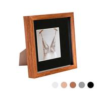 Nicola Spring 8 X 8" Photo Frame - Dark Wood/black Mount - 3D Photo Frame Picture Frame Box Portrait Display Case (4 X 4" Mount)