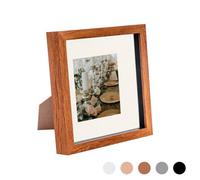 Nicola Spring 8 X 8" Photo Frame - Dark Wood/ivory Mount - 3D Photo Frame Picture Frame Box Portrait Display Case (4 X 4" Mount)