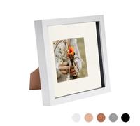 Nicola Spring 8 X 8" Photo Frame - White/ivory Mount - 3D Photo Frame Picture Frame Box Portrait Display Case (4 X 4" Mount)