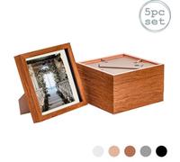 Nicola Spring 8 X 8" Photo Frames - Dark Wood/ivory Mount - 3D Picture Frame Box Portrait Display Case (22.5 X 22.5Cm) Set Of 5
