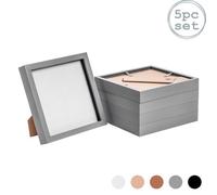 Nicola Spring 8 X 8" Photo Frames - Grey - 3D Photo Frame Picture Frame Box Portrait Display Case (22.5 X 22.5Cm) Set Of 5