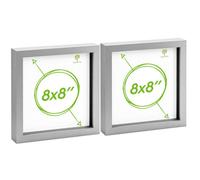Nicola Spring 8 X 8" Photo Frames - Grey - 3D Photo Frame Picture Frame Box Portrait Display Case (22.5 X 22.5Cm) Set Of 2