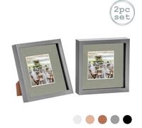 Nicola Spring 8 X 8" Photo Frames - Grey/grey Mount - 3D Picture Frame Box Portrait Display Case (4 X 4" Mount) Set Of 2