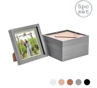 Nicola Spring 8 X 8" Photo Frames - Grey/grey Mount - 3D Picture Frame Box Portrait Display Case (6 X 6" Mount) Set Of 5
