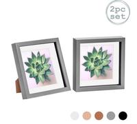 Nicola Spring 8 X 8" Photo Frames - Grey/white Mount - 3D Picture Frame Box Portrait Display Case (22.5 X 22.5Cm) Set Of 2