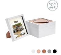 Nicola Spring 8 X 8" Photo Frames - White/ivory Mount - 3D Picture Frame Box Portrait Display Case (22.5 X 22.5Cm) Set Of 5
