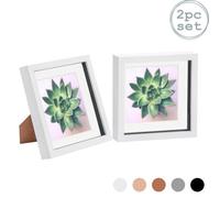 Nicola Spring 8 X 8" Photo Frames - White/white Mount - 3D Picture Frame Box Portrait Display Case (22.5 X 22.5Cm) Set Of 2