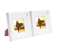 Nicola Spring 8" x 8" White 3D Box Photo Frames - 4" x 4" Mount - White - Pack of 2
